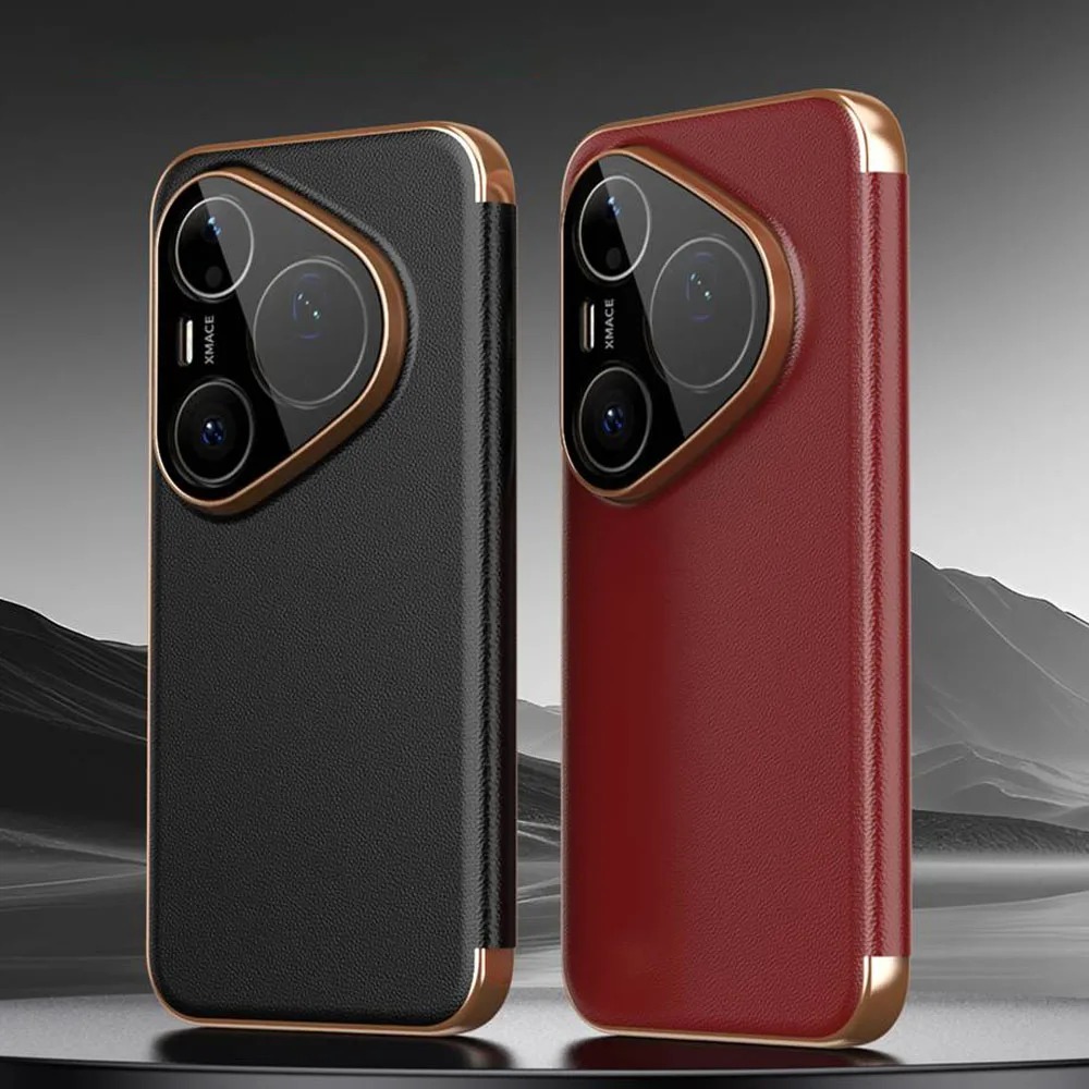 Huawei Pura 70 - Высококачественный чехол-книжка из натуральной кожи с