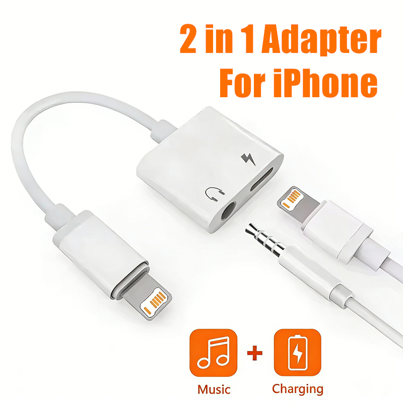 Wired Earphone Lightning - Адаптер 2-в-1 для iOS с разъемом