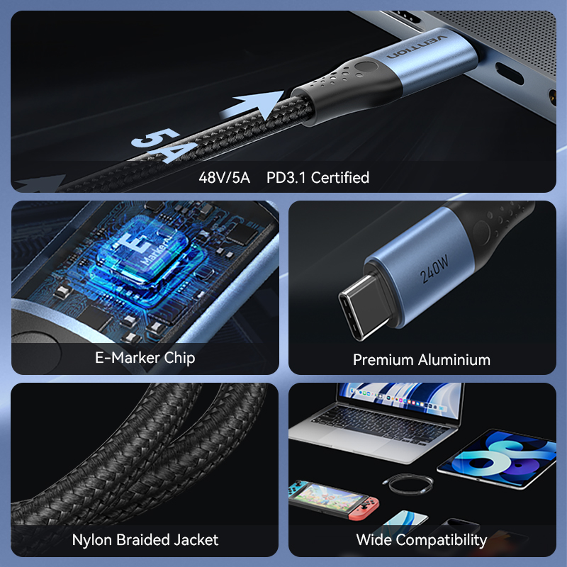 Кабель Vention 240W Type-C - T – обзор и цена Ulefone Tablet Accessories